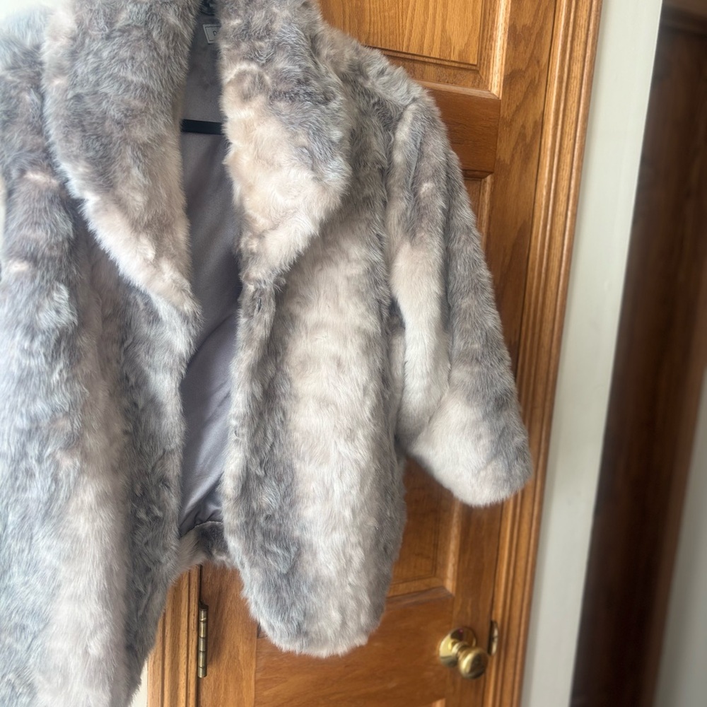 Grey fur coat